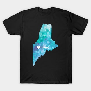 Maine Usa Map Watercolor Watercolour blue T-Shirt